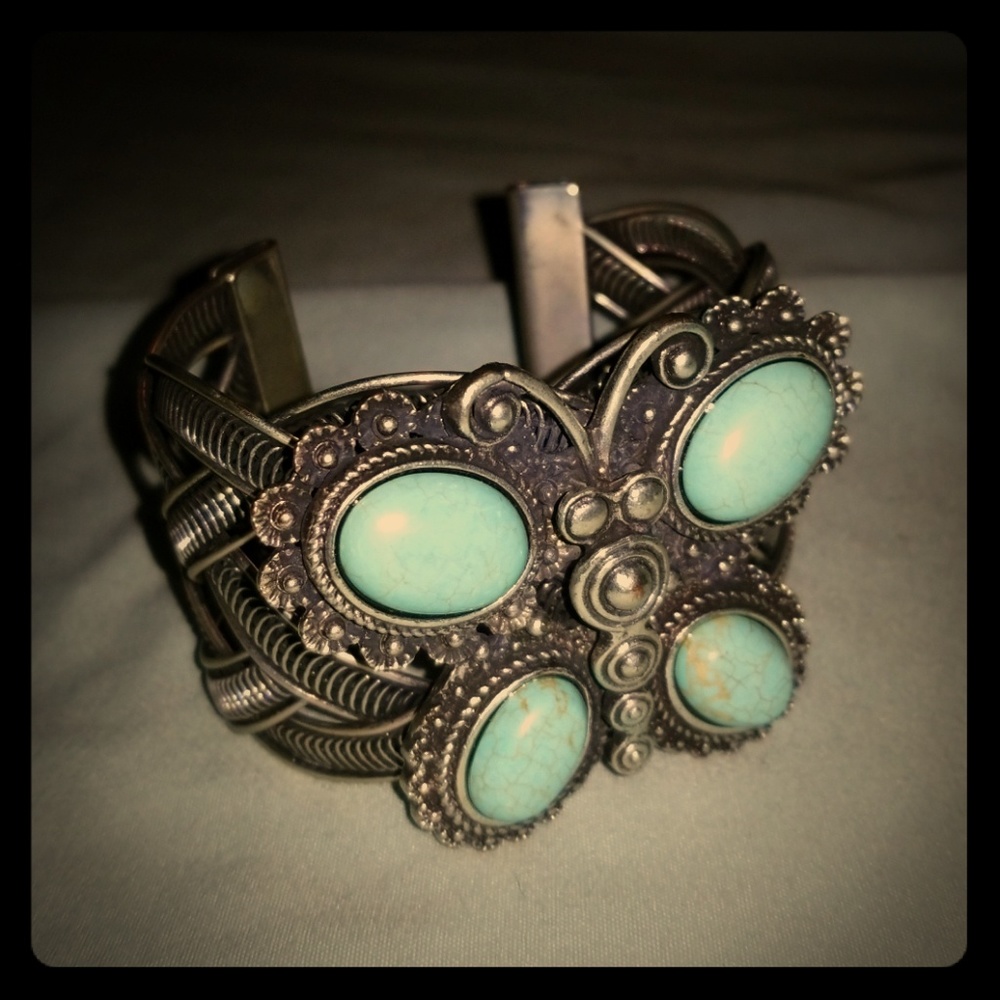 Turquoise stone butterfly bracelet
